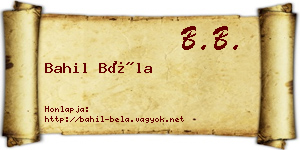 Bahil Béla névjegykártya