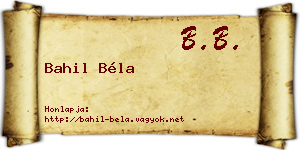 Bahil Béla névjegykártya